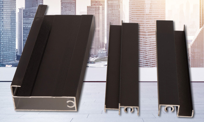 Glass sliding door aluminum profiles, oxidized and polished silver material for 