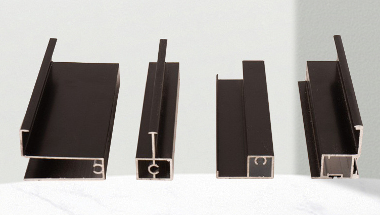 Light luxury sprayed semi-concealed glass door frame aluminum profiles, integral